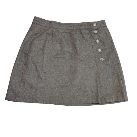 Wool Blend Side Buttoned A-Line Mini Skirt Mid Rise Charcoal Gray Womens Size 10 - Picture 1 of 7